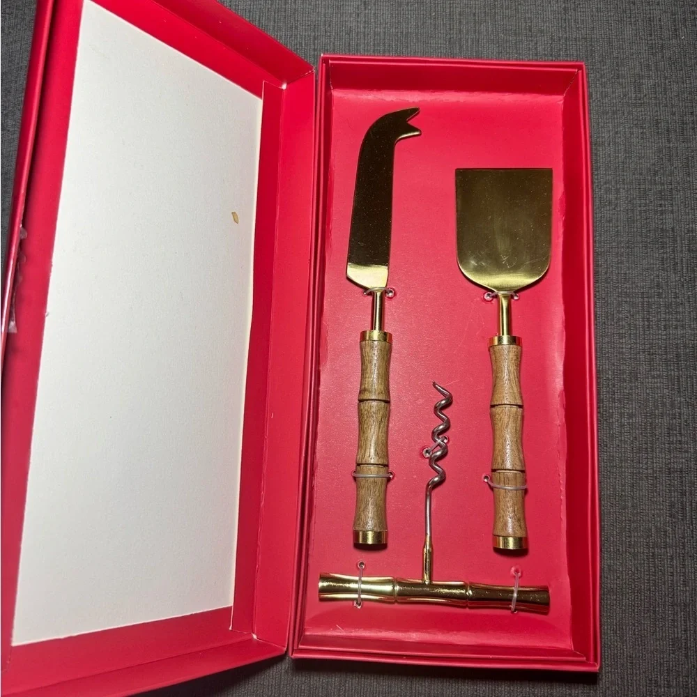 Talbots Wintertaining 3-Piece Cheese Knife & Corkscrew Set Gift Box